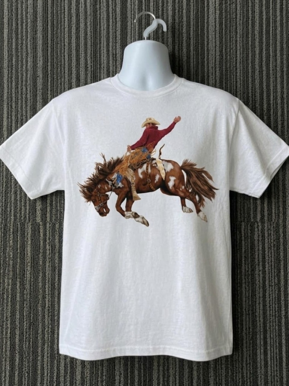 Western Rodeo Cowboy Bucking Bronco Graphic T-Shirt Gildan 5000 Cotton Unisex Te